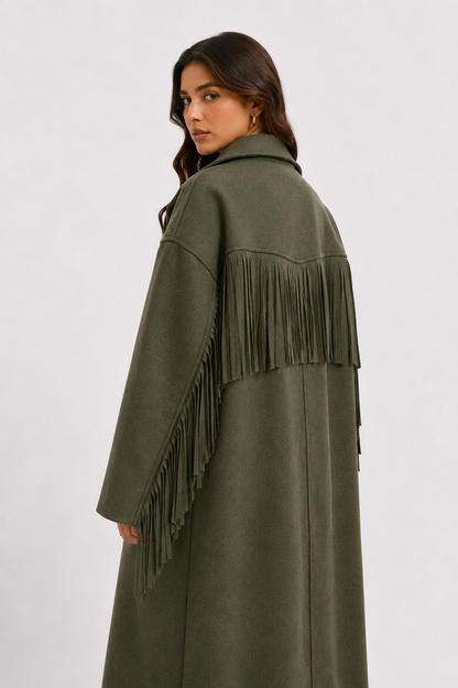 Groene fringe mantel