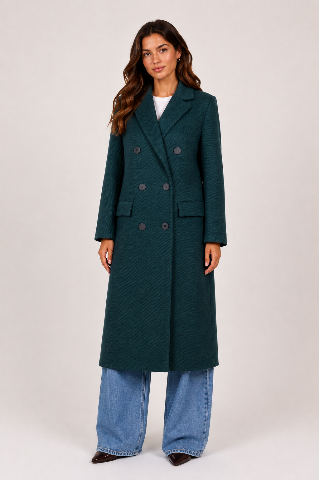 Lange mantel emerald groen