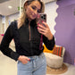 Zwarte blouse met borduursel