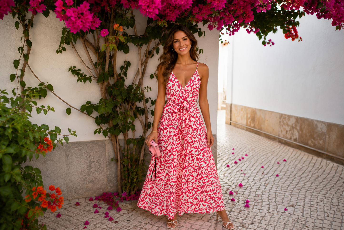 Maxi dress roze print