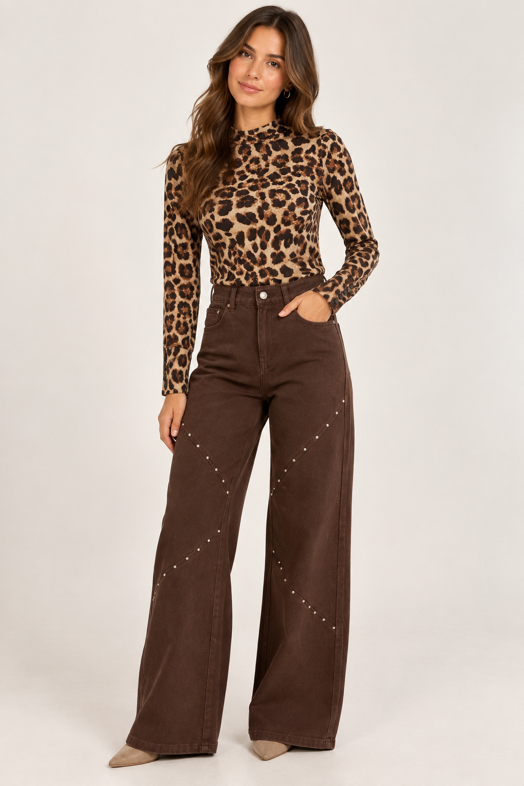 Bruine studs jeans