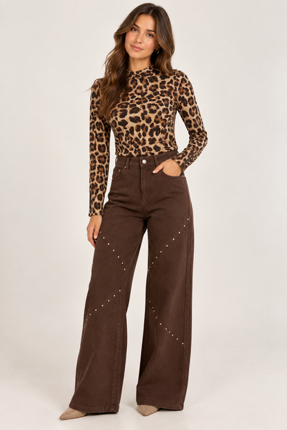 Bruine studs jeans