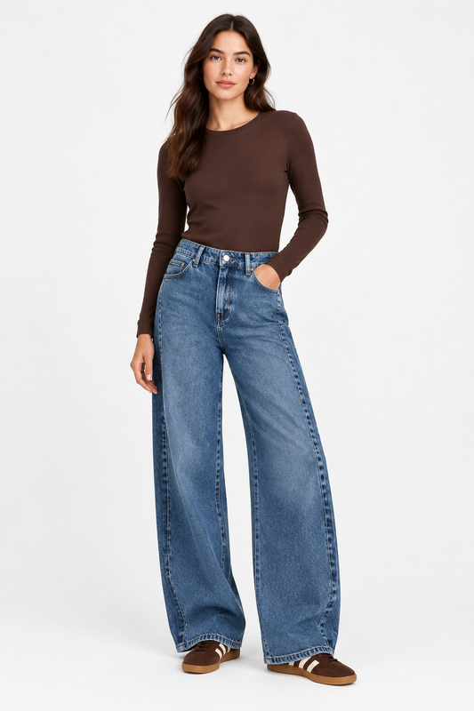 Barrel jeans dark washed blue