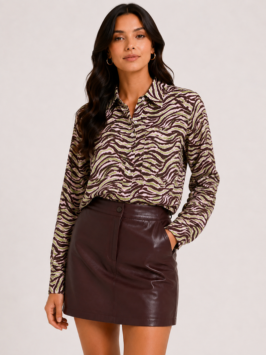 Sena blouse quartz/dark chocolate