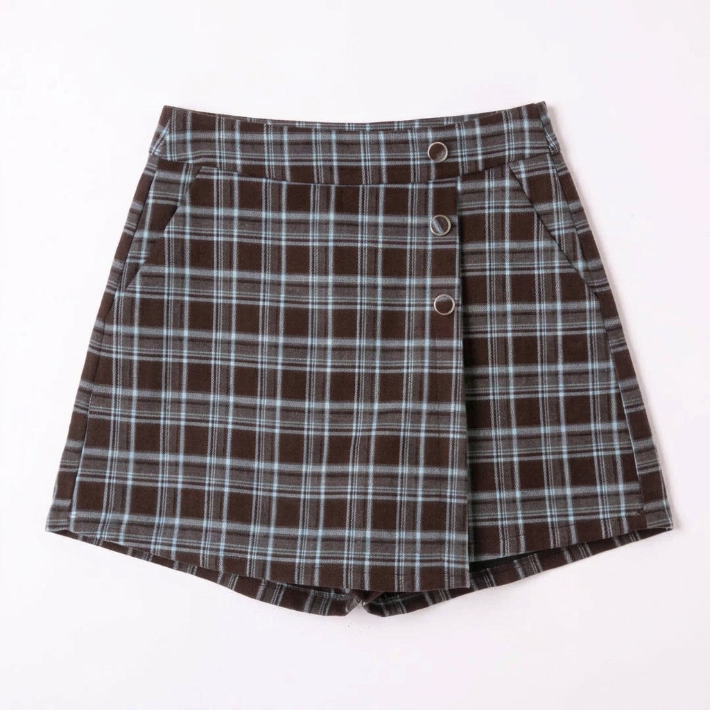 Geruite skort bruin/blauw