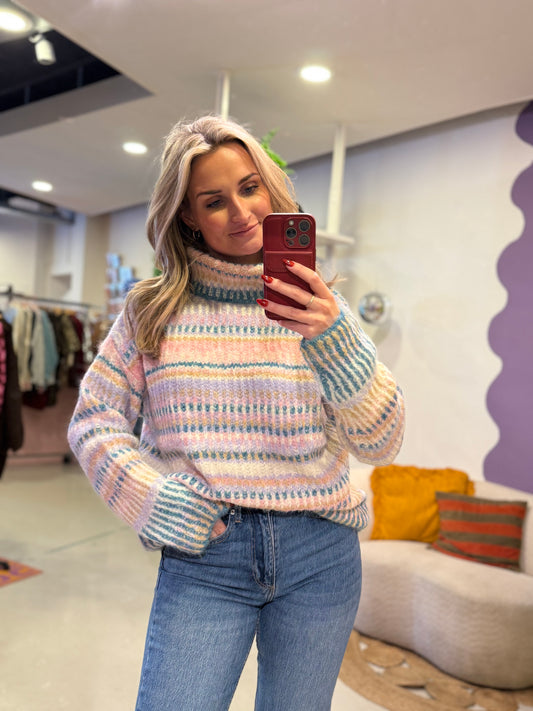 Trui met col multicolor