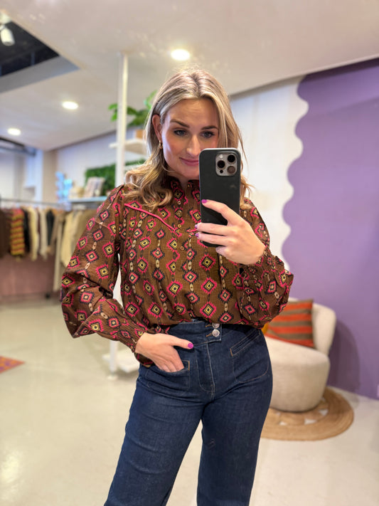 Rhodes blouse mocha brown