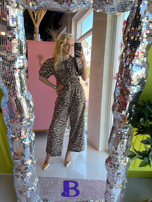 Tijgerprint jumpsuit katoen