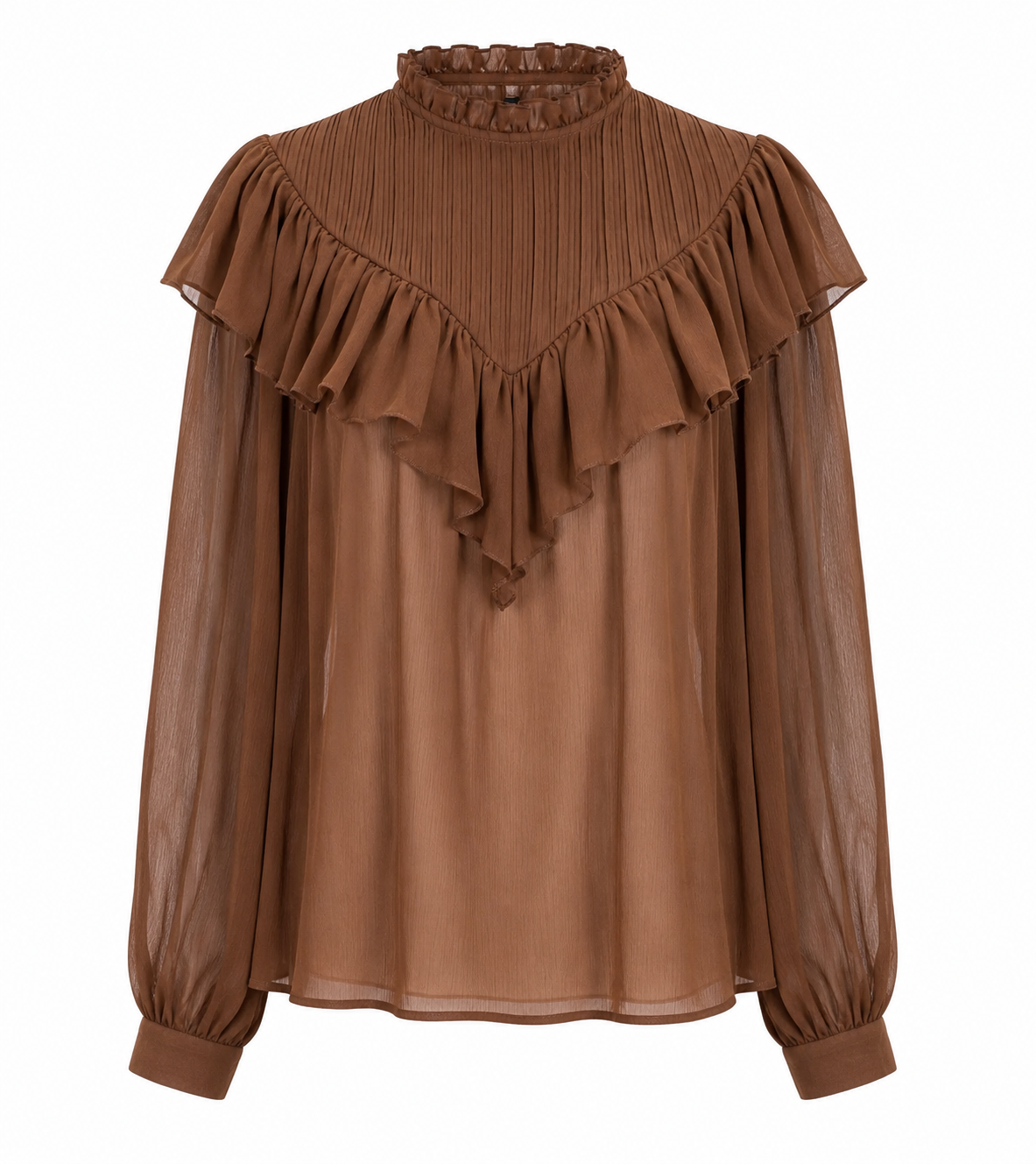 Bruine ruffle blouse