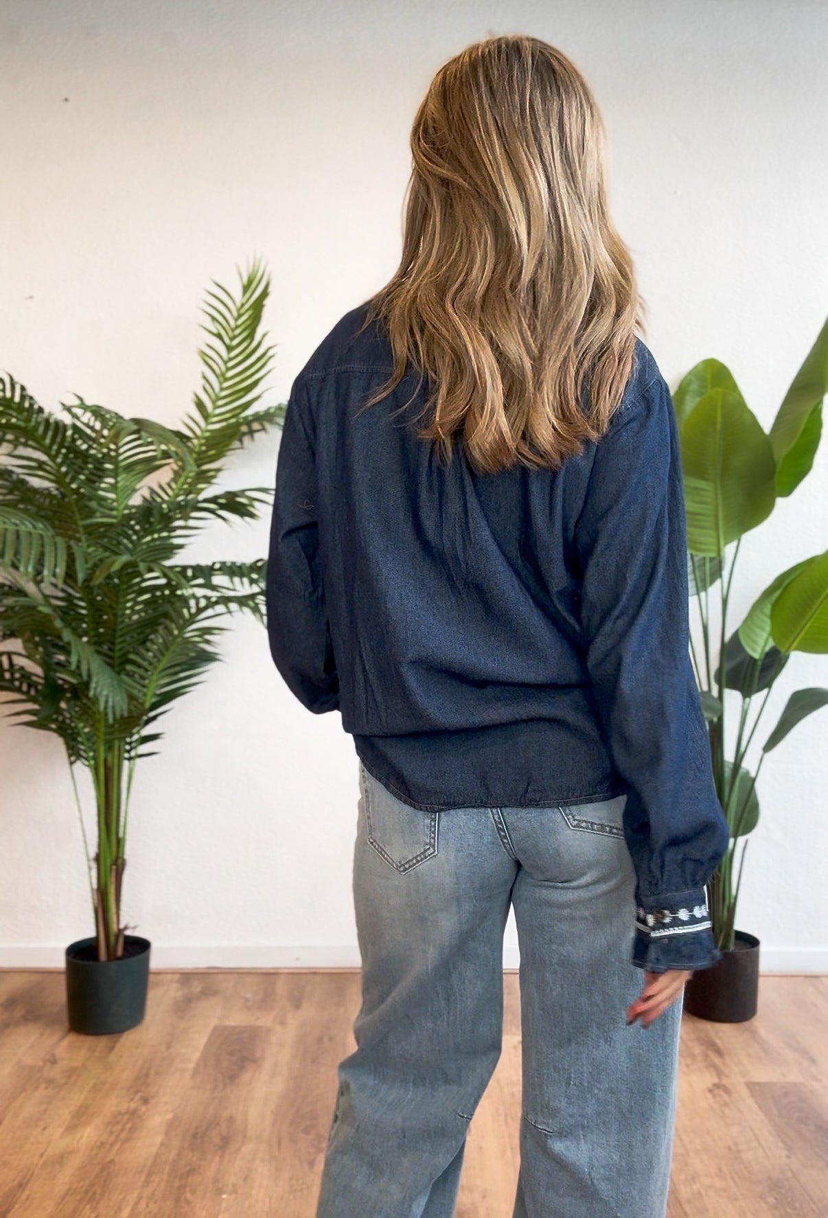 Denim blouse embroidery