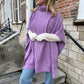 Gebreide Poncho met col lila