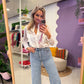 Witte ruffle blouse met borduursel
