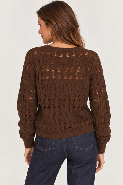 Bruine opengehaakte trui