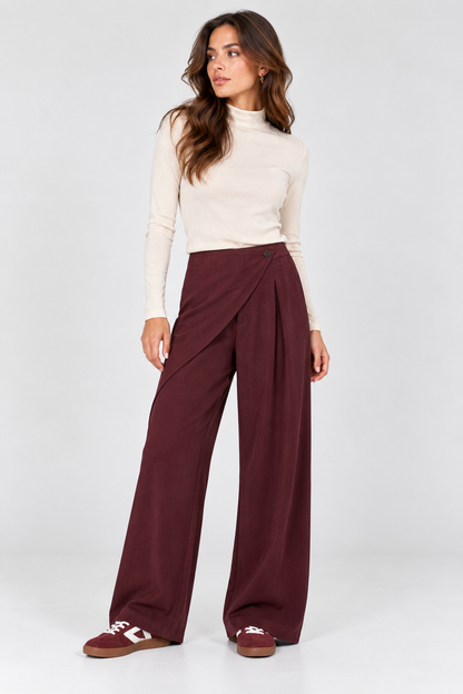 Wijde overslag pantalon bordeaux