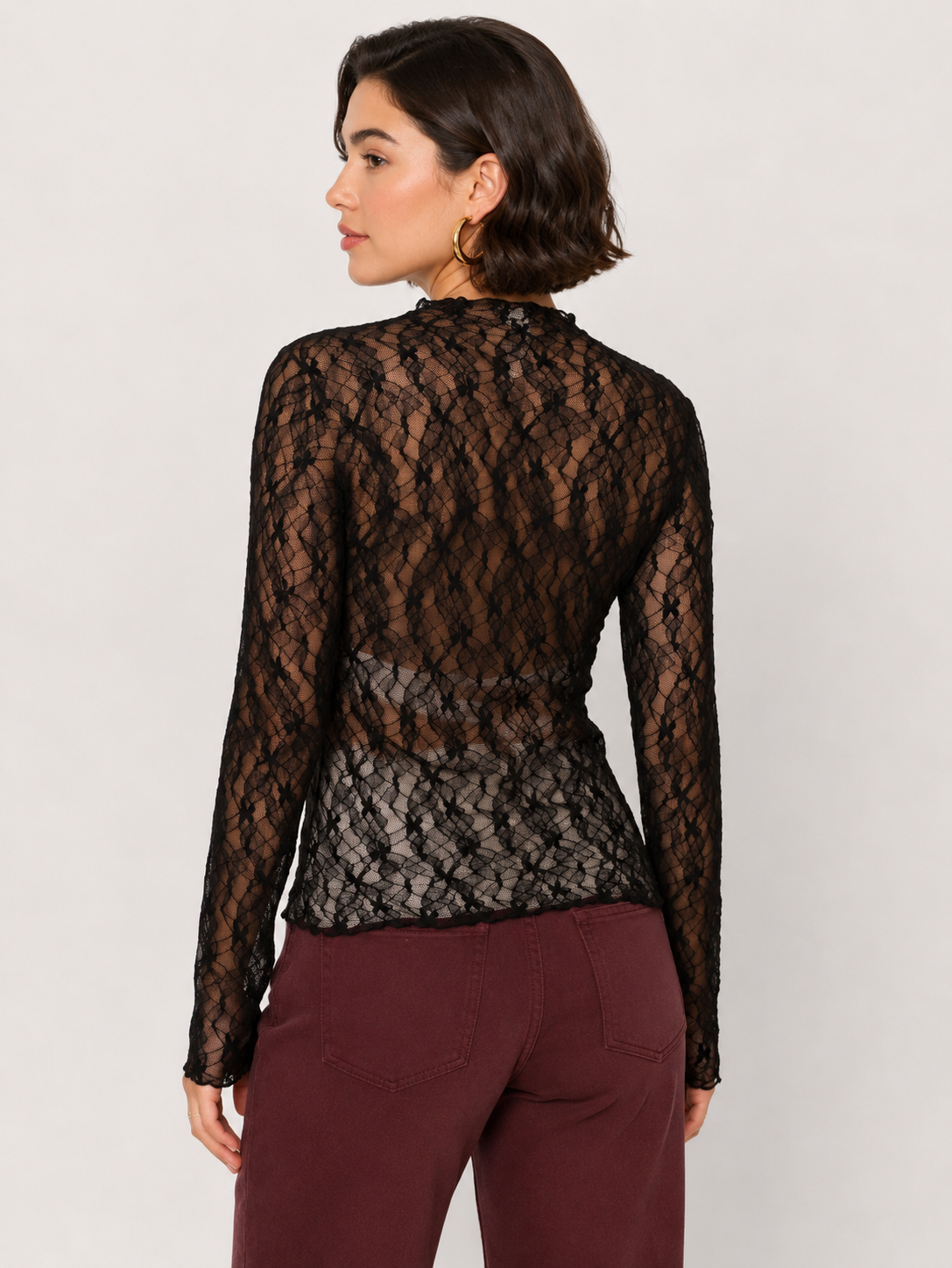 Lace longsleeve zwart