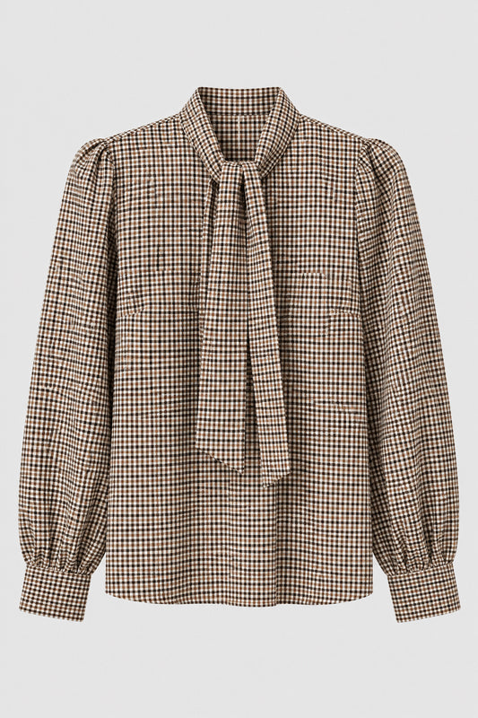 Geruite Blouse met Strik