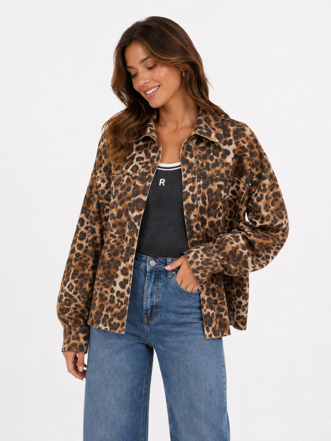 Leopard jacket suede look