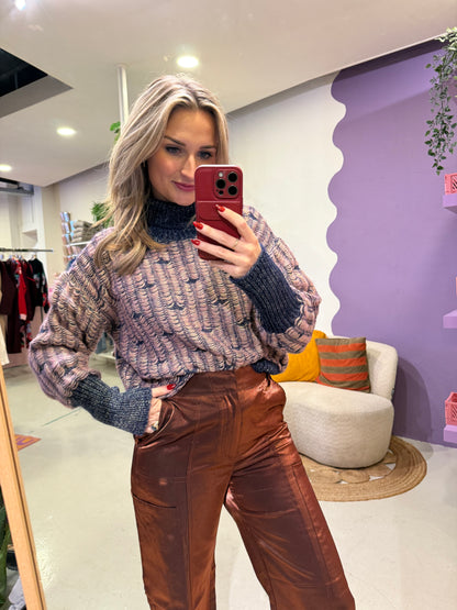 Lira knit midnight blue/begonia pink