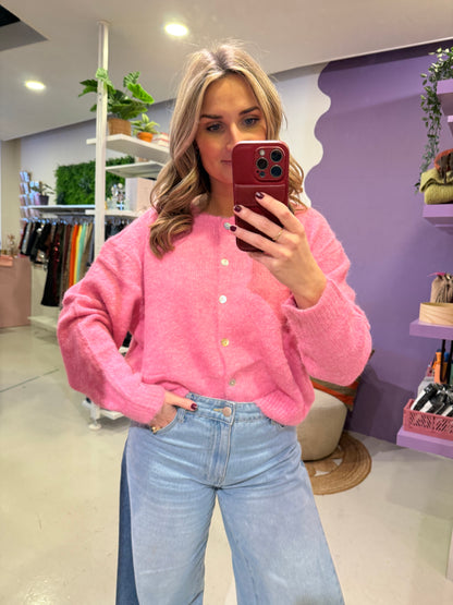 Vest roze met knoopjes