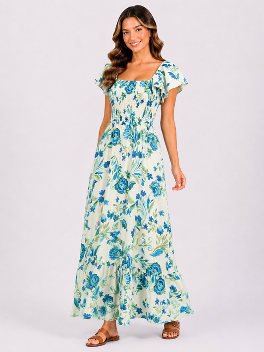 Maxi jurk blue bloom
