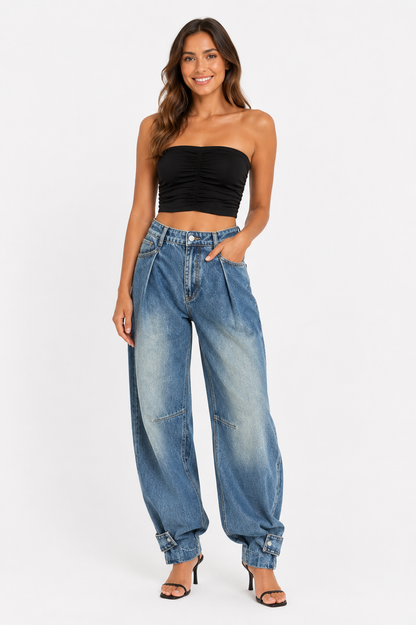 Barrel Jeans – Mid Blue Denim