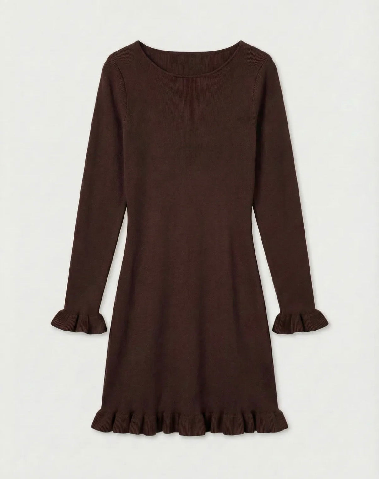 Bruine jurk ruffle