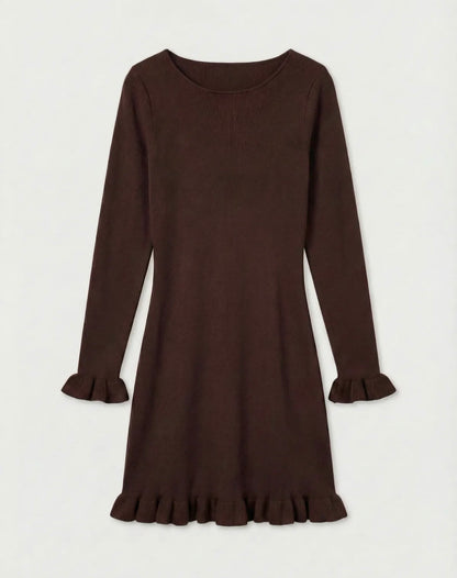 Bruine jurk ruffle