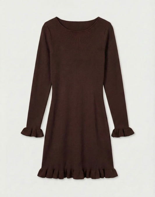 Bruine jurk ruffle