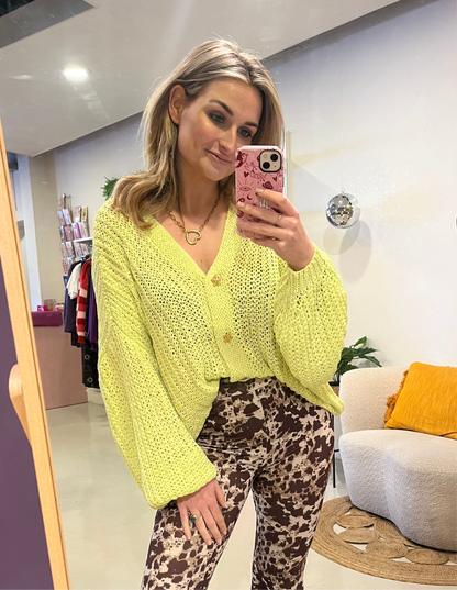 Seren knit cardigan lime