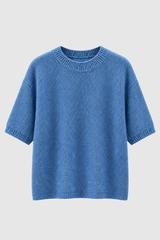 Blauwe trui korte mouwen
