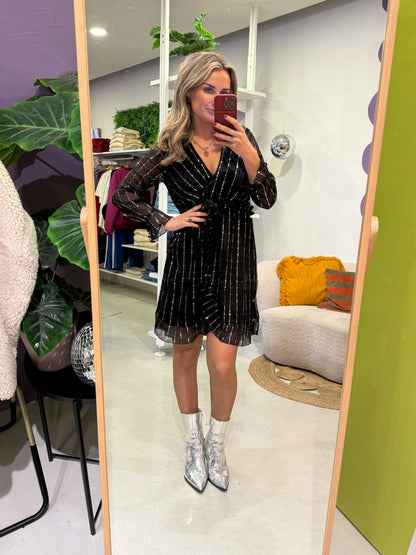 Jurk glitter overlag zwart