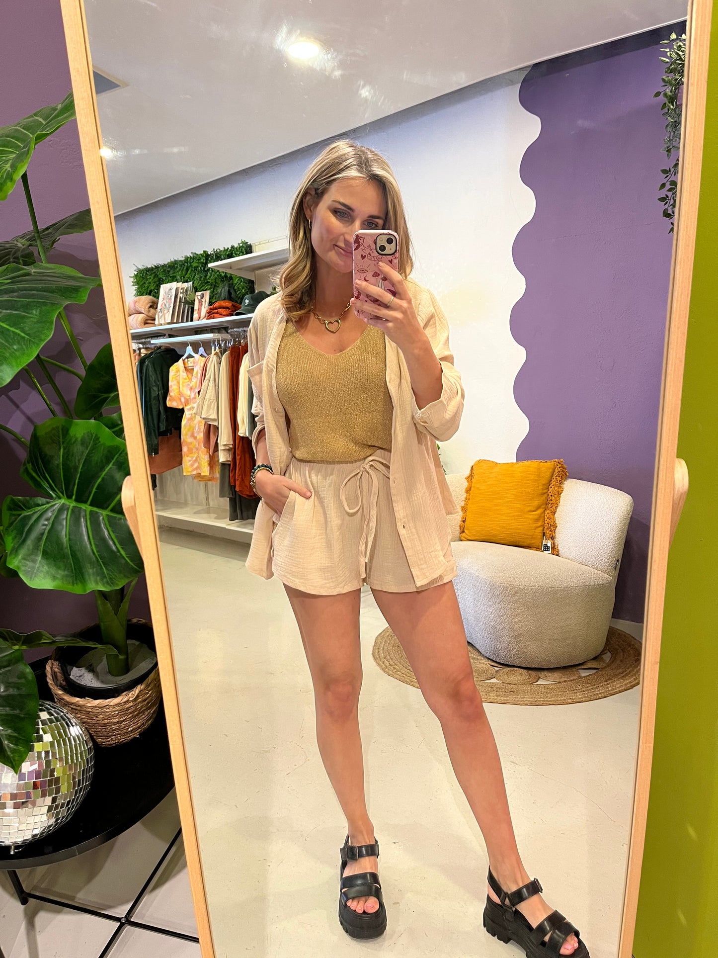 Top glitter goud