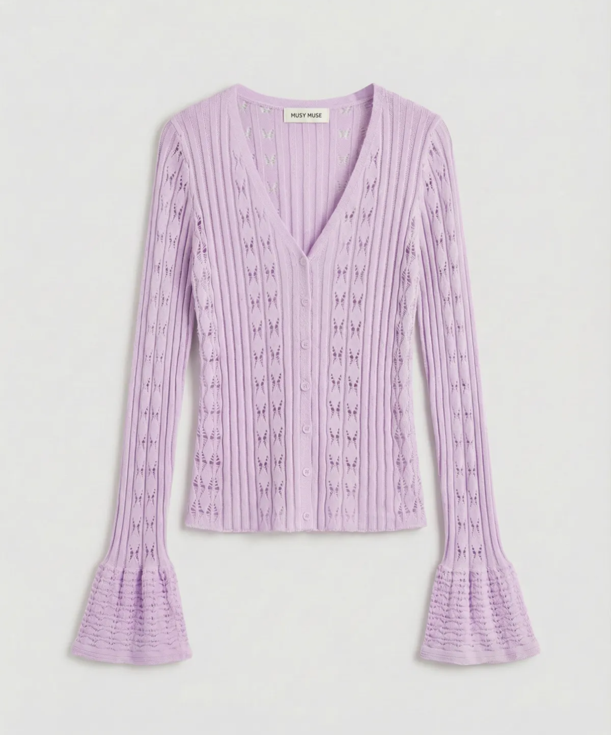 Lila cardigan opengewerkt