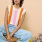 Gehaakte top roze, oranje , zand