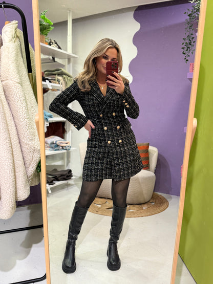 Tweed Blazer dress zwart