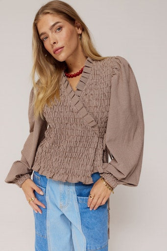 Debby blouse check dark fudge