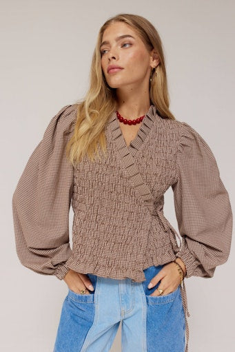 Debby blouse check dark fudge
