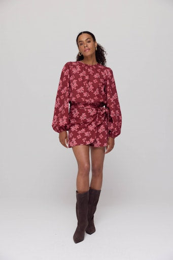 Emila skort pink star wine berry