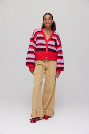 Noor cardigan stripe multi lila love