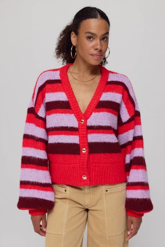 Noor cardigan stripe multi lila love