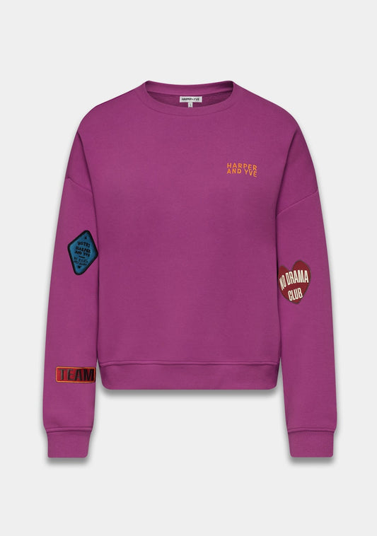 Patch sweater paars