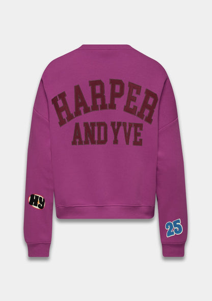 Patch sweater paars