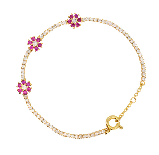 3 flower bracelet pink