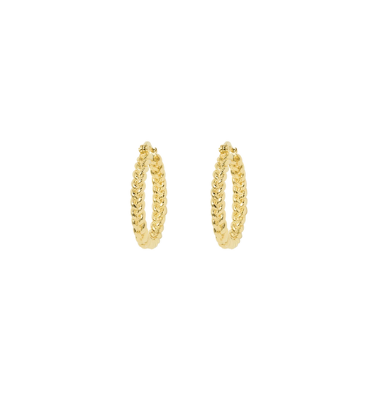 French Braid Hoop Earrings gold plated (set)