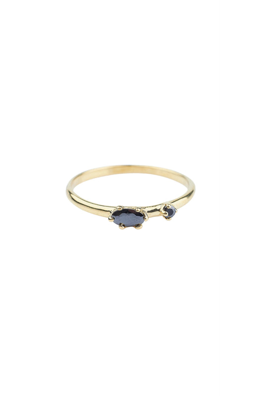 Ring Double Onyx Stone Brass