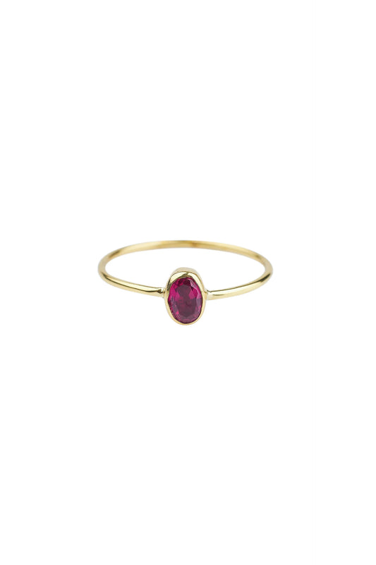 Ring Oval Ruby Brass