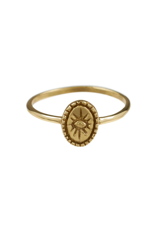 Ring Oval Signet Sun Brass