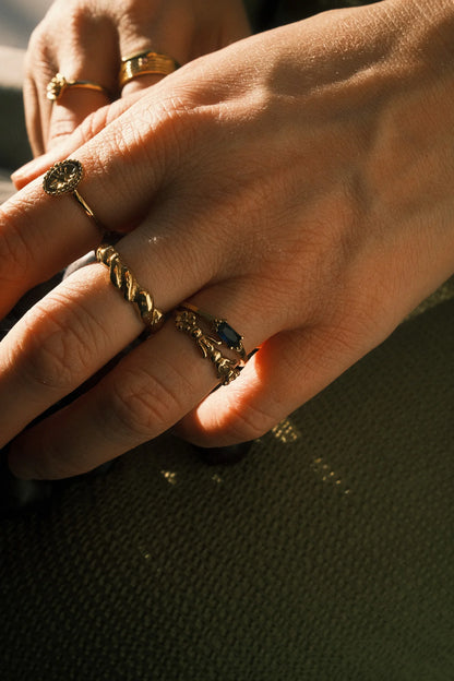 Ring Oval Signet Sun Brass