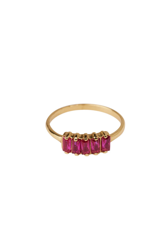 Ring Ruby Baguette Brass