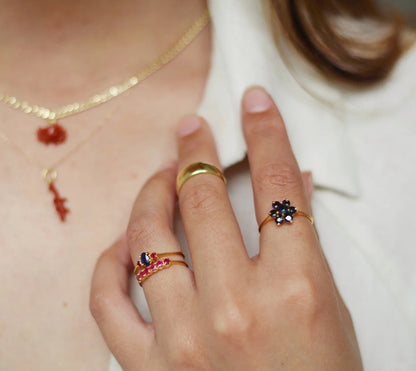 Ring Ruby Baguette Brass
